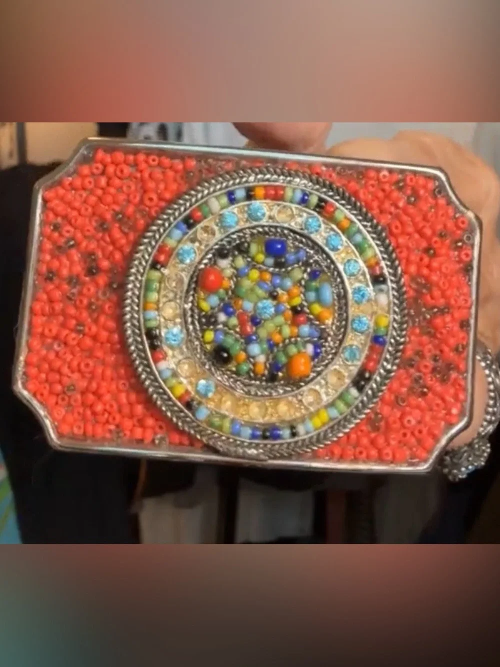 Liimited Edition Vintage Beaded Belt Buckle by Jodi DiNatale .